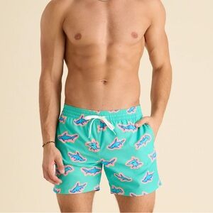 Chubbies The Apex Swimmers Teal Sharks XXL Swim Trunks beach vacation Swimwear